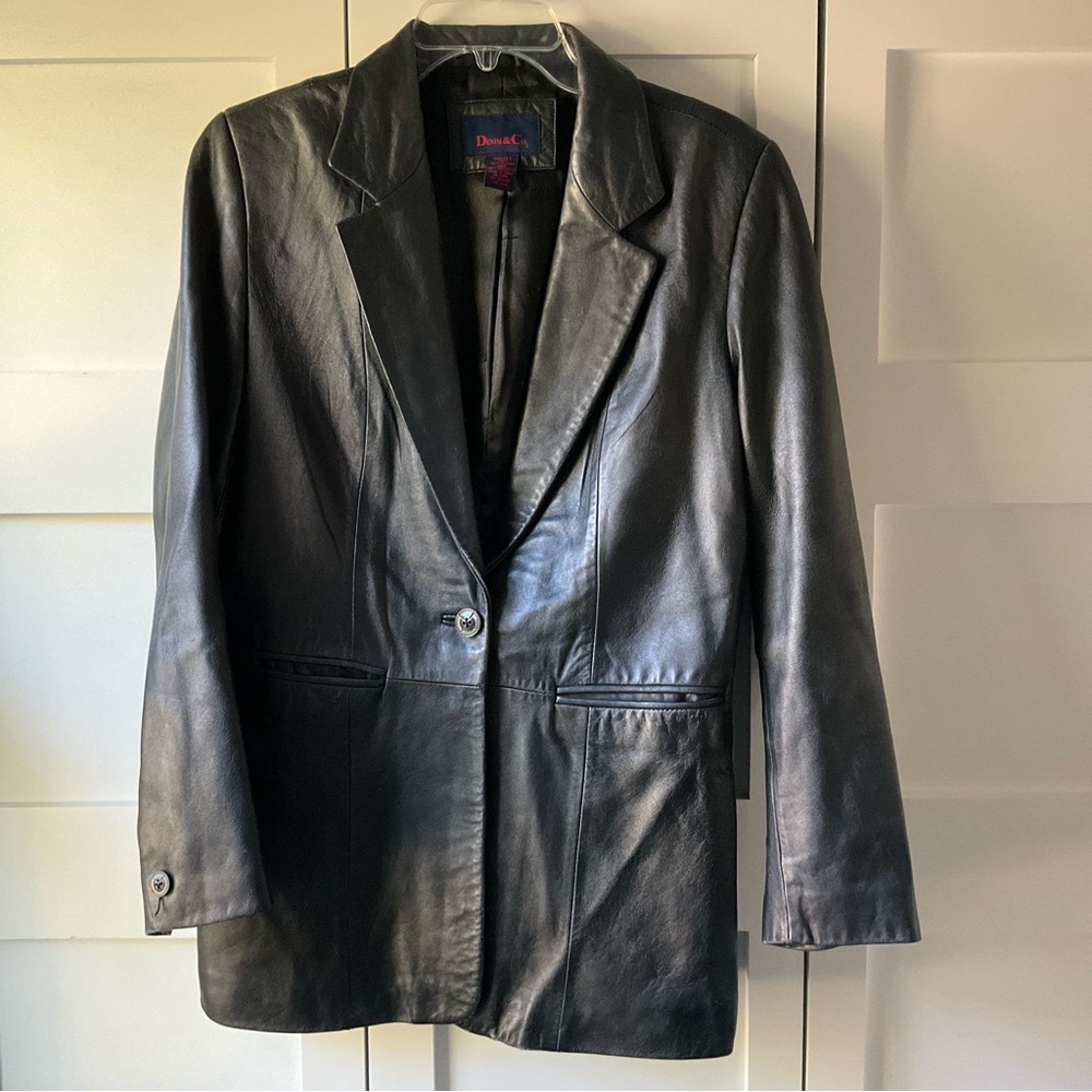 Black Genuine Leather Blazer Jacket